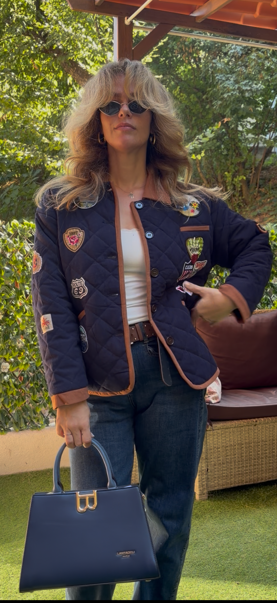 Veste matelassée à patchs