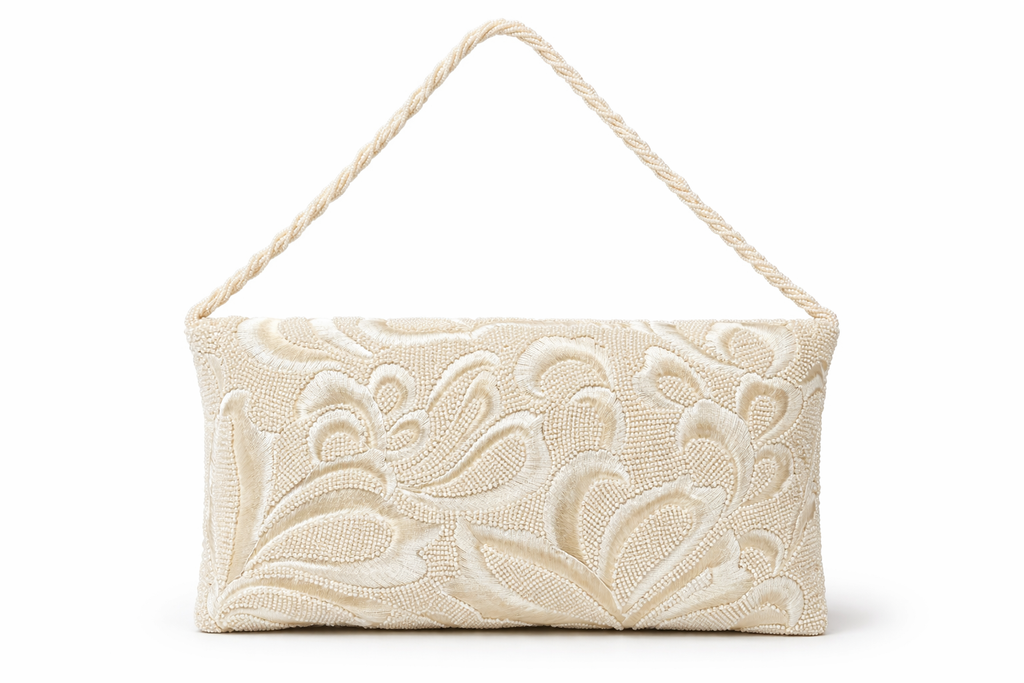 Pochette perles tressé Ivoire 🦢