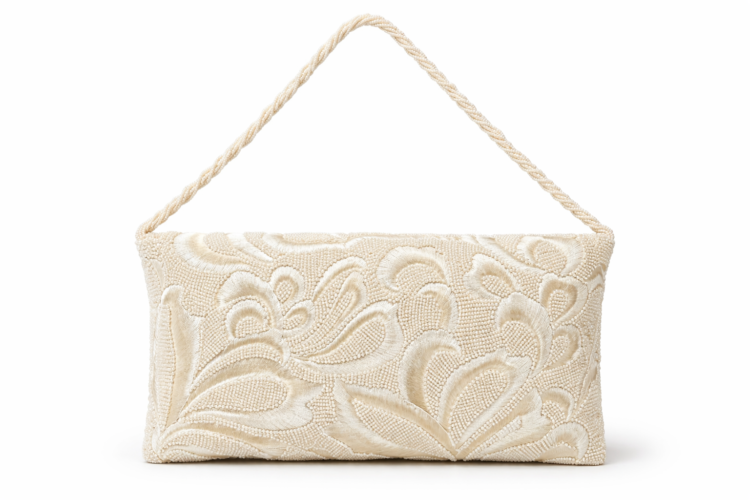 Pochette perles tressé Ivoire 🦢