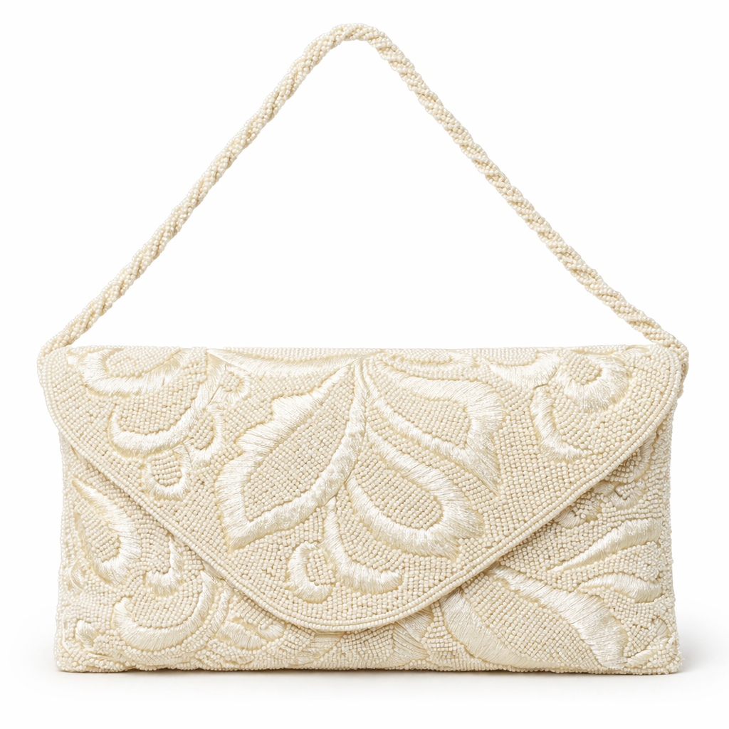 Pochette perles tressé Ivoire 🦢