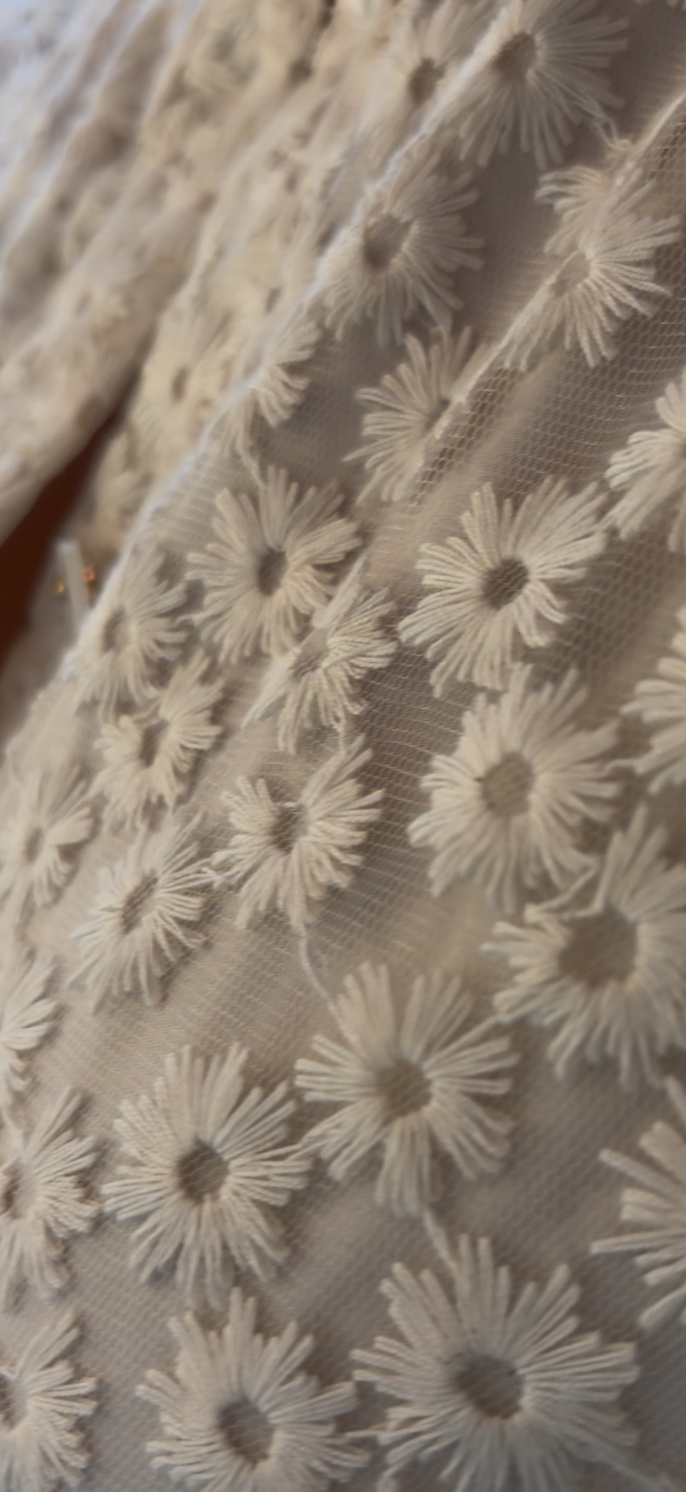 Chemise fleurie en dentelle écrue