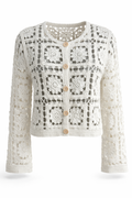 Cardigan crochet fleurs – 100% coton