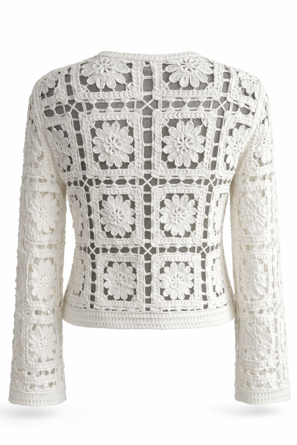 Cardigan crochet fleurs – 100% coton