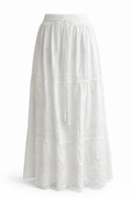 Jupe longue broderie anglaise – 100% coton blanche